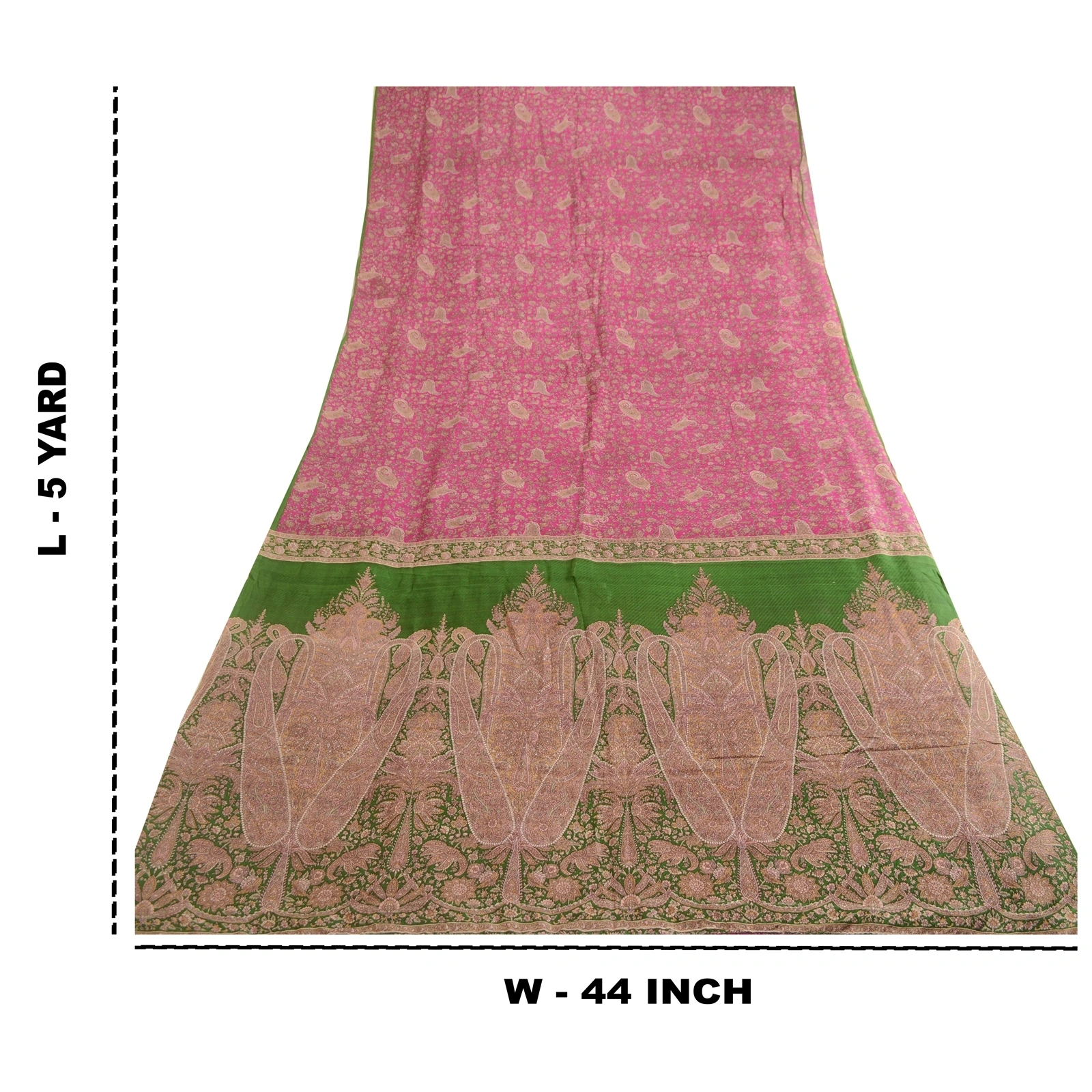 Sanskriti Vintage Sarees Pink Pure Silk Printed Sari Floral Soft Craft Fabric, PR-63752-Pink-Pure Silk-9