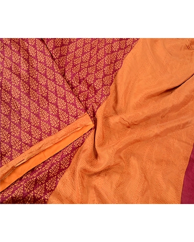 Sanskriti Vintage Sarees Indian Purple Printed Pure Silk Sari 5Yd Craft Fabric, PR-63759-Purple-Pure Silk-1