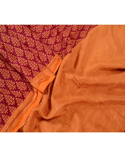 Sanskriti Vintage Sarees Indian Purple Printed Pure Silk Sari 5Yd Craft Fabric, PR-63759-Purple-Pure Silk-2