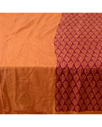 Sanskriti Vintage Sarees Indian Purple Printed Pure Silk Sari 5Yd Craft Fabric, PR-63759-Purple-Pure Silk-3