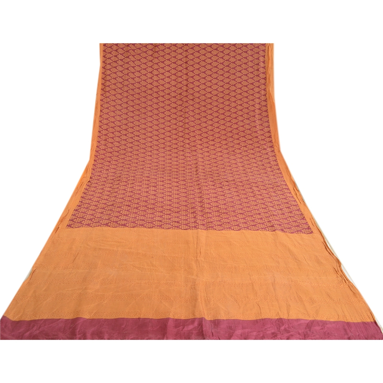 Sanskriti Vintage Sarees Indian Purple Printed Pure Silk Sari 5Yd Craft Fabric, PR-63759-Purple-Pure Silk-7