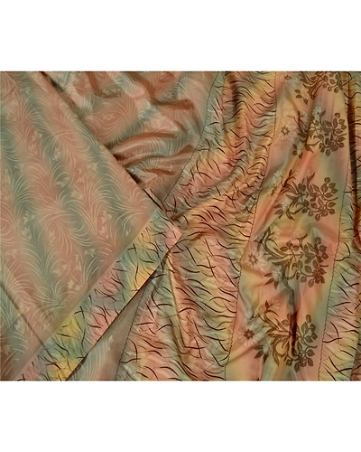 Sanskriti Vintage Sarees Indian Multi Printed Pure Silk Sari Soft Craft Fabric, PR-63761-Multi-Pure Silk-1
