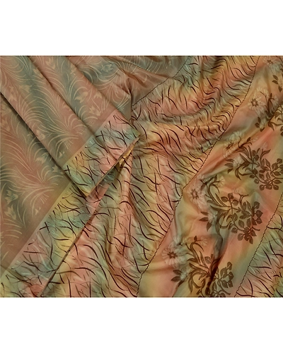 Sanskriti Vintage Sarees Indian Multi Printed Pure Silk Sari Soft Craft Fabric, PR-63761-Multi-Pure Silk-2