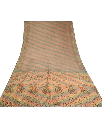 Sanskriti Vintage Sarees Indian Multi Printed Pure Silk Sari Soft Craft Fabric, PR-63761-Multi-Pure Silk-7