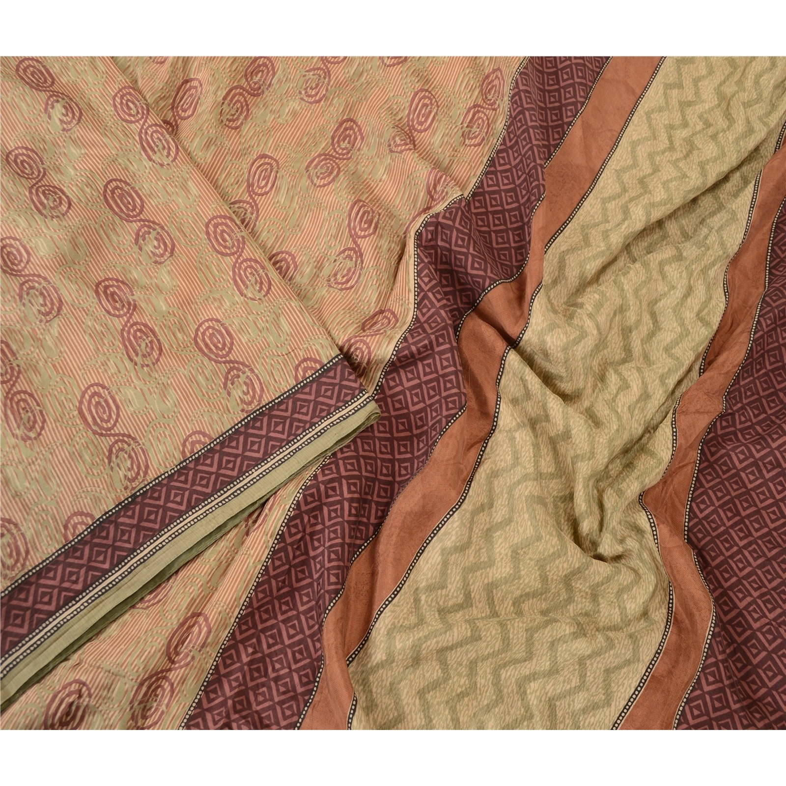 Sanskriti Vintage Sarees Indian Multi Printed Pure Silk Sari Soft Craft Fabric, PR-63765-Multi-Pure Silk-1