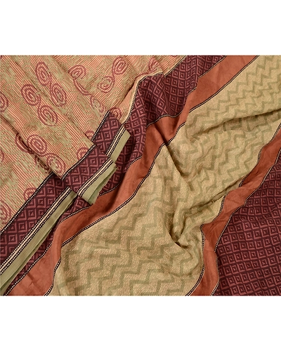 Sanskriti Vintage Sarees Indian Multi Printed Pure Silk Sari Soft Craft Fabric, PR-63765-Multi-Pure Silk-2