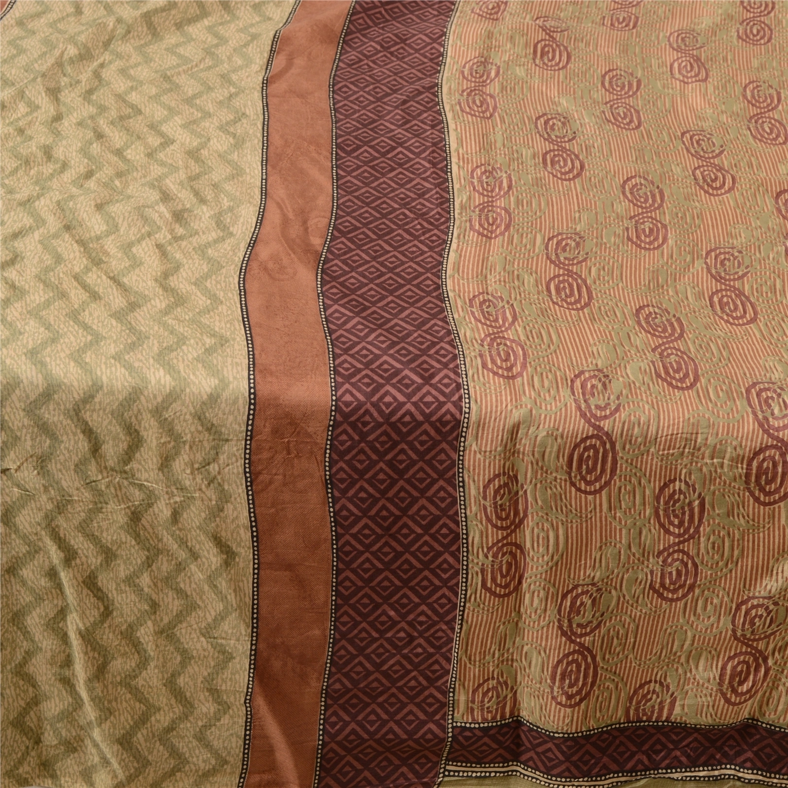 Sanskriti Vintage Sarees Indian Multi Printed Pure Silk Sari Soft Craft Fabric, PR-63765-Multi-Pure Silk-3