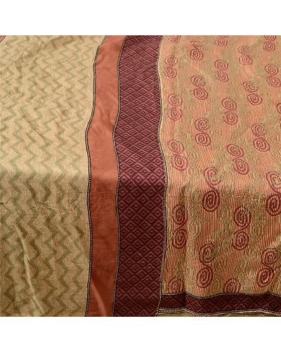Sanskriti Vintage Sarees Indian Multi Printed Pure Silk Sari Soft Craft Fabric, PR-63765-Multi-Pure Silk-3