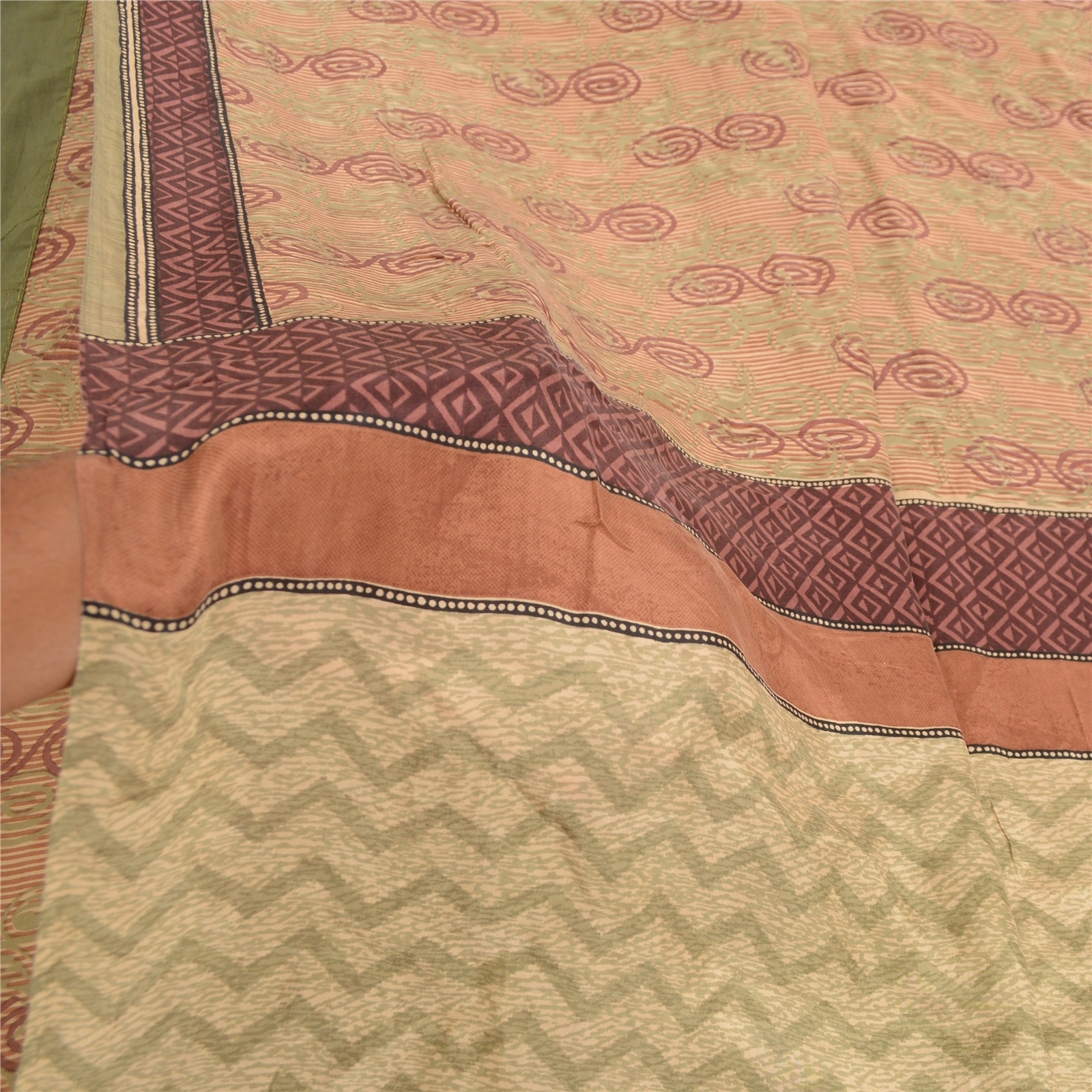 Sanskriti Vintage Sarees Indian Multi Printed Pure Silk Sari Soft Craft Fabric, PR-63765-Multi-Pure Silk-5