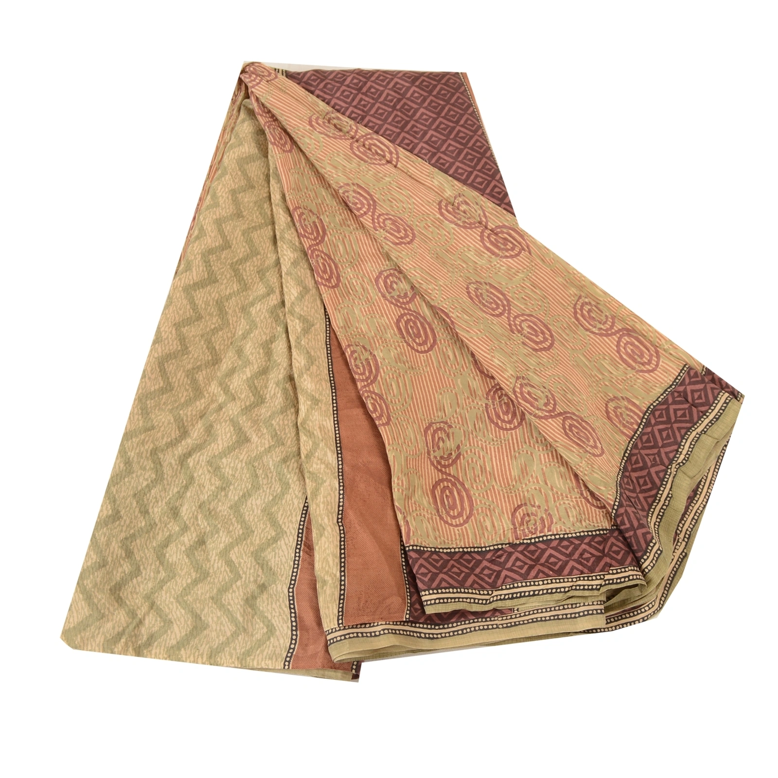 Sanskriti Vintage Sarees Indian Multi Printed Pure Silk Sari Soft Craft Fabric, PR-63765-Multi-Pure Silk-6