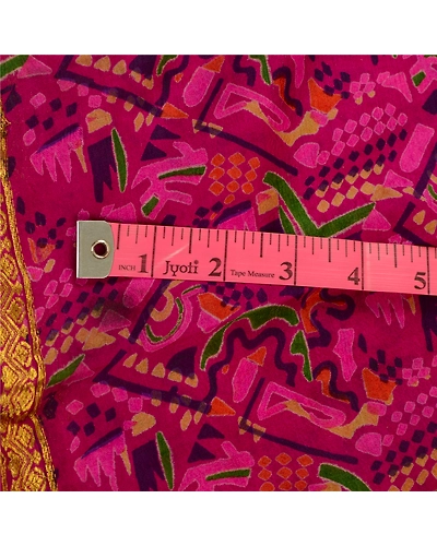 Sanskriti Vintage Sarees Purple Printed Zari Border Pure Silk Sari Craft Fabric, PR-63781-Purple-Pure Silk-1