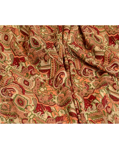 Sanskriti Vintage Sarees Dark-Red Zari Border Print Pure Silk Sari Craft Fabric, PR-63786-Dark Red-Pure Silk-6