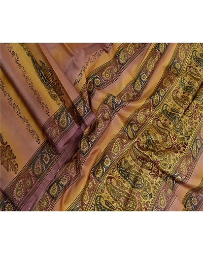 Sanskriti Vintage Sarees Purple Indian Printed Pure Silk Sari 5Yd Craft Fabric, PR-63788-Purple-Pure Silk-3