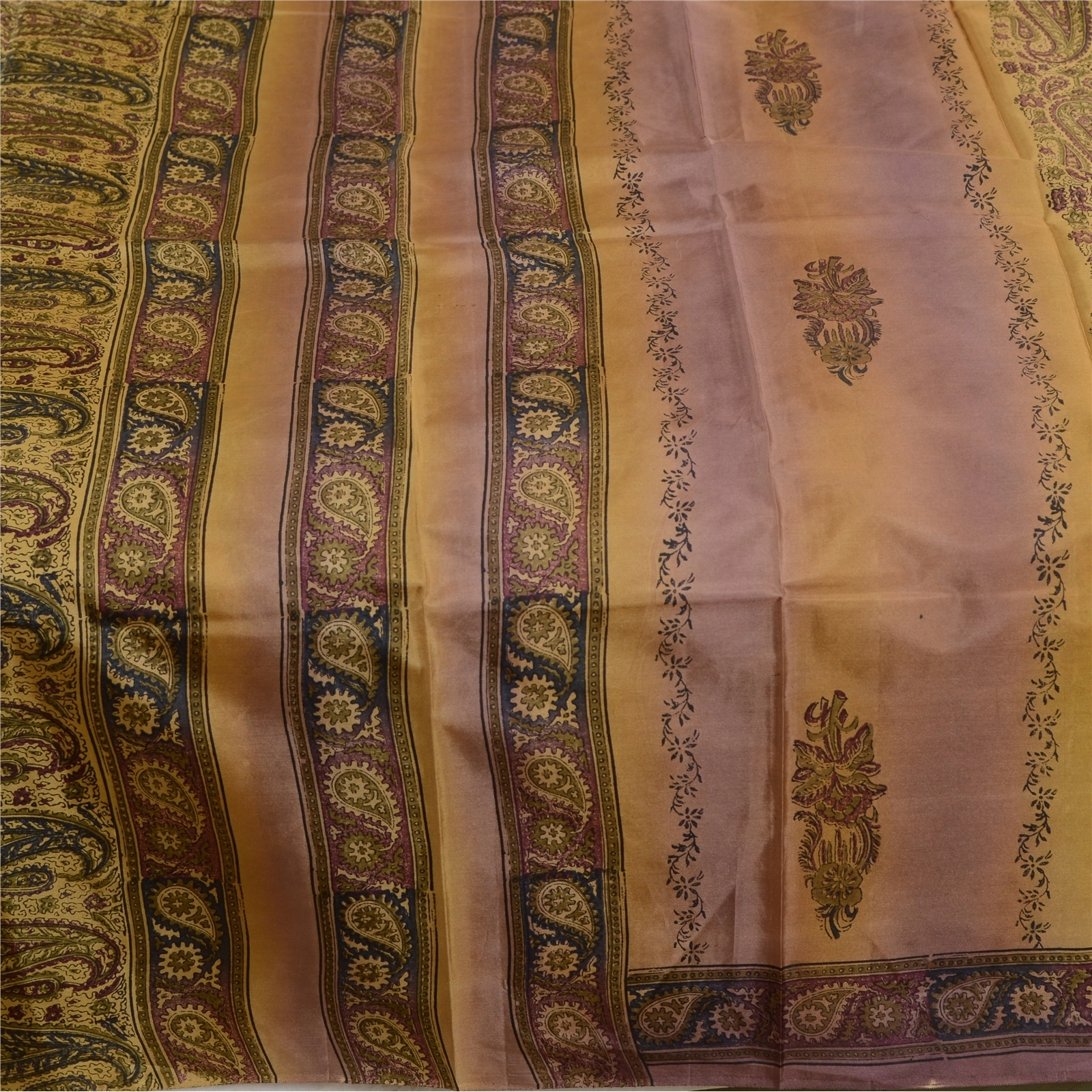 Sanskriti Vintage Sarees Purple Indian Printed Pure Silk Sari 5Yd Craft Fabric, PR-63788-Purple-Pure Silk-4