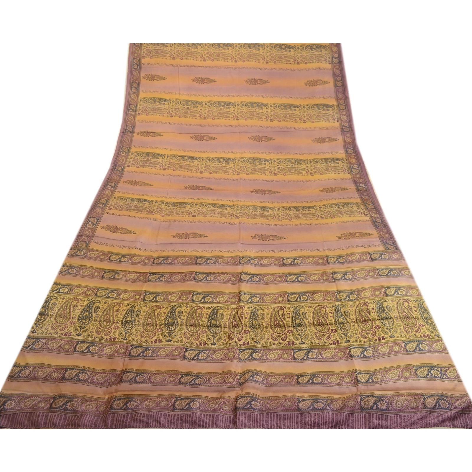 Sanskriti Vintage Sarees Purple Indian Printed Pure Silk Sari 5Yd Craft Fabric, PR-63788-Purple-Pure Silk-8