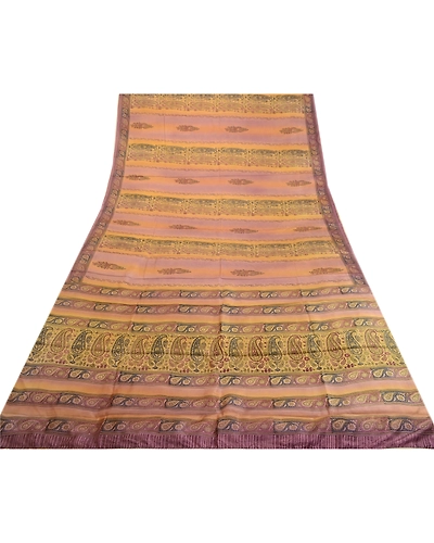Sanskriti Vintage Sarees Purple Indian Printed Pure Silk Sari 5Yd Craft Fabric, PR-63788-Purple-Pure Silk-8