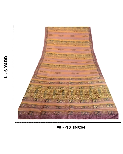 Sanskriti Vintage Sarees Purple Indian Printed Pure Silk Sari 5Yd Craft Fabric, PR-63788-Purple-Pure Silk-9
