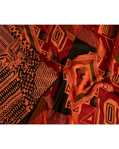 Sanskriti Vintage Sarees Orange Pure Silk Geometric Printed Sari Craft Fabric, PR-63796-Orange-Pure Silk-2