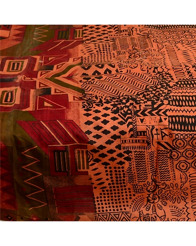 Sanskriti Vintage Sarees Orange Pure Silk Geometric Printed Sari Craft Fabric, PR-63796-Orange-Pure Silk-4