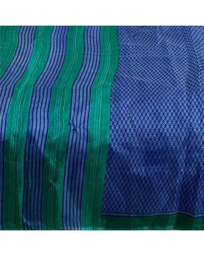 Sanskriti Vintage Sarees From India Blue Pure Silk Printed Sari 5Yd Craft Fabric, PR-63797-Blue-Pure Silk-3