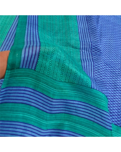 Sanskriti Vintage Sarees From India Blue Pure Silk Printed Sari 5Yd Craft Fabric, PR-63797-Blue-Pure Silk-5