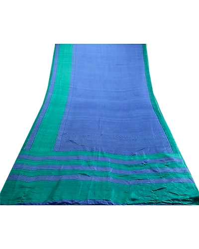 Sanskriti Vintage Sarees From India Blue Pure Silk Printed Sari 5Yd Craft Fabric, PR-63797-Blue-Pure Silk-7