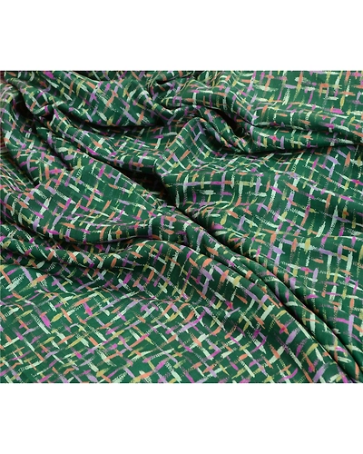 Sanskriti Vintage Sarees Indian Green Pure Silk Printed Sari Soft Craft Fabric, PR-63818-Green-Pure Silk-6