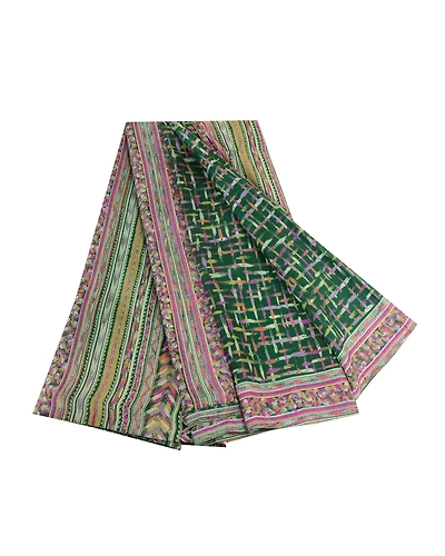 Sanskriti Vintage Sarees Indian Green Pure Silk Printed Sari Soft Craft Fabric, PR-63818-Green-Pure Silk-7