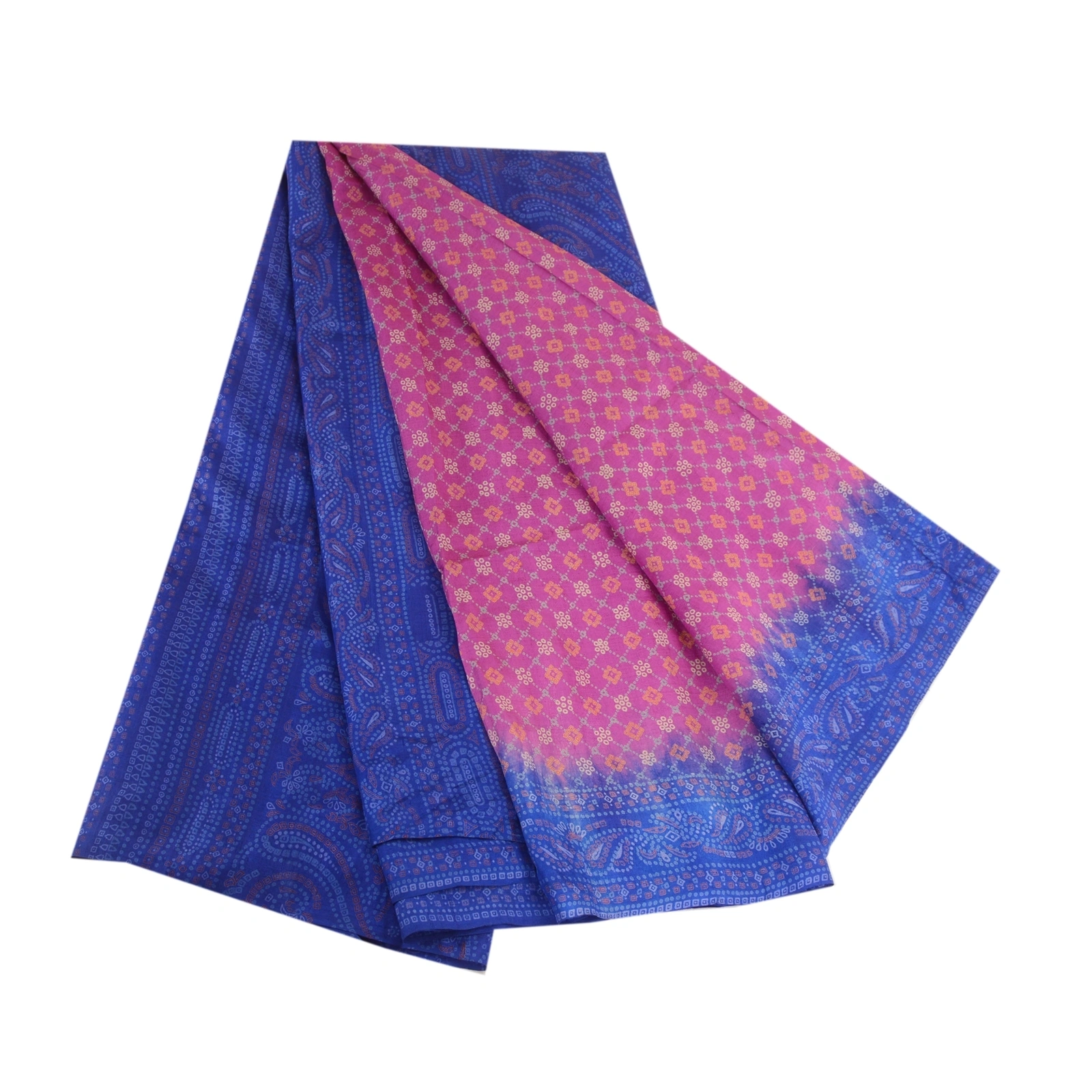 Sanskriti Vintage Sarees Purple Pure Silk Bandhani Printed Sari 5Yd Craft Fabric, PR-63825-Purple-Pure Silk-7