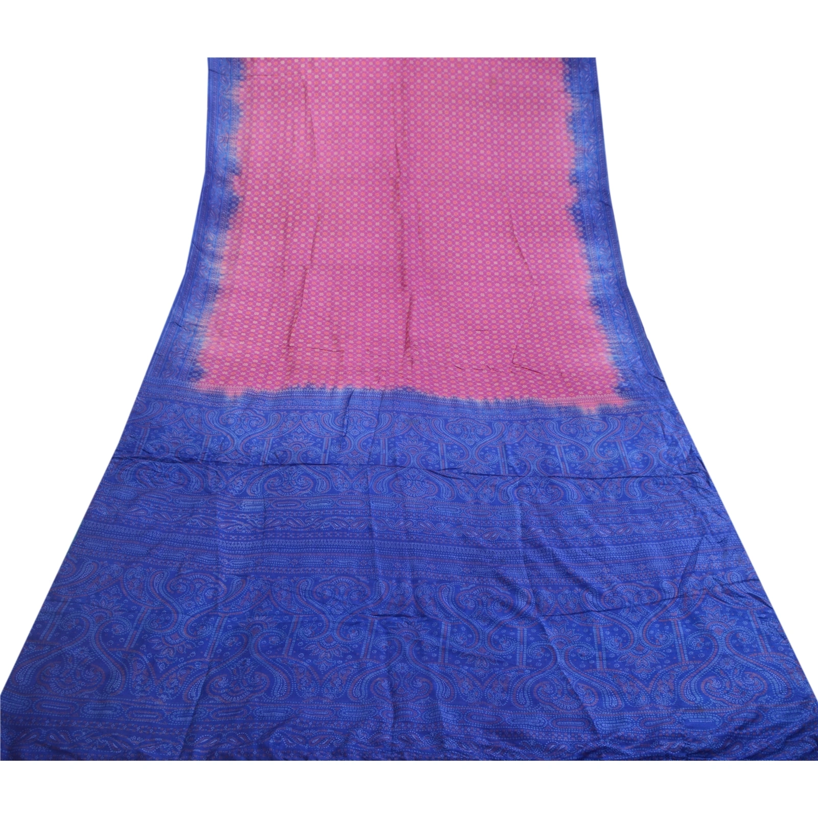 Sanskriti Vintage Sarees Purple Pure Silk Bandhani Printed Sari 5Yd Craft Fabric, PR-63825-Purple-Pure Silk-8