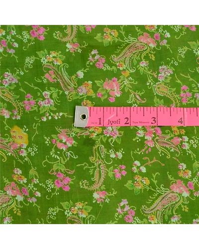 Sanskriti Vintage Sarees From India Green Pure Silk Printed Sari Craft Fabric, PR-63833-Green-Pure Silk-1