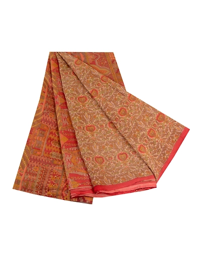 Sanskriti Vintage Sarees Green Indian Pure Silk Printed Sari Soft Craft Fabric, PR-63836-Green-Pure Silk-6