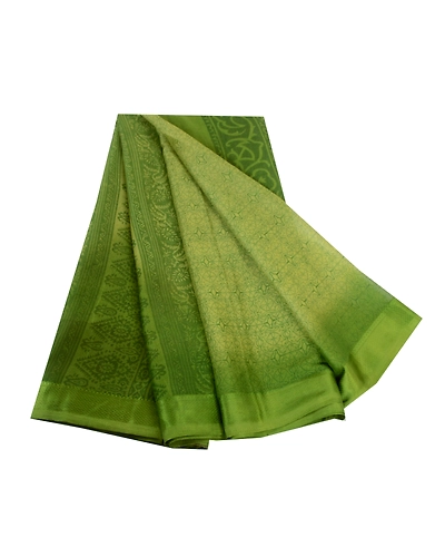 Sanskriti Vintage Sarees Green Indian Artificial Silk Printed Sari Craft Fabric, PR-63840-Green-Artificial Silk-6