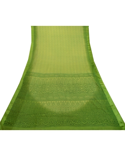 Sanskriti Vintage Sarees Green Indian Artificial Silk Printed Sari Craft Fabric, PR-63840-Green-Artificial Silk-7