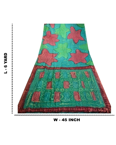 Sanskriti Vintage Sarees From India Blue Printed Pure Silk Sari 5Yd Craft Fabric, PR-63861-Blue-Pure Silk-9