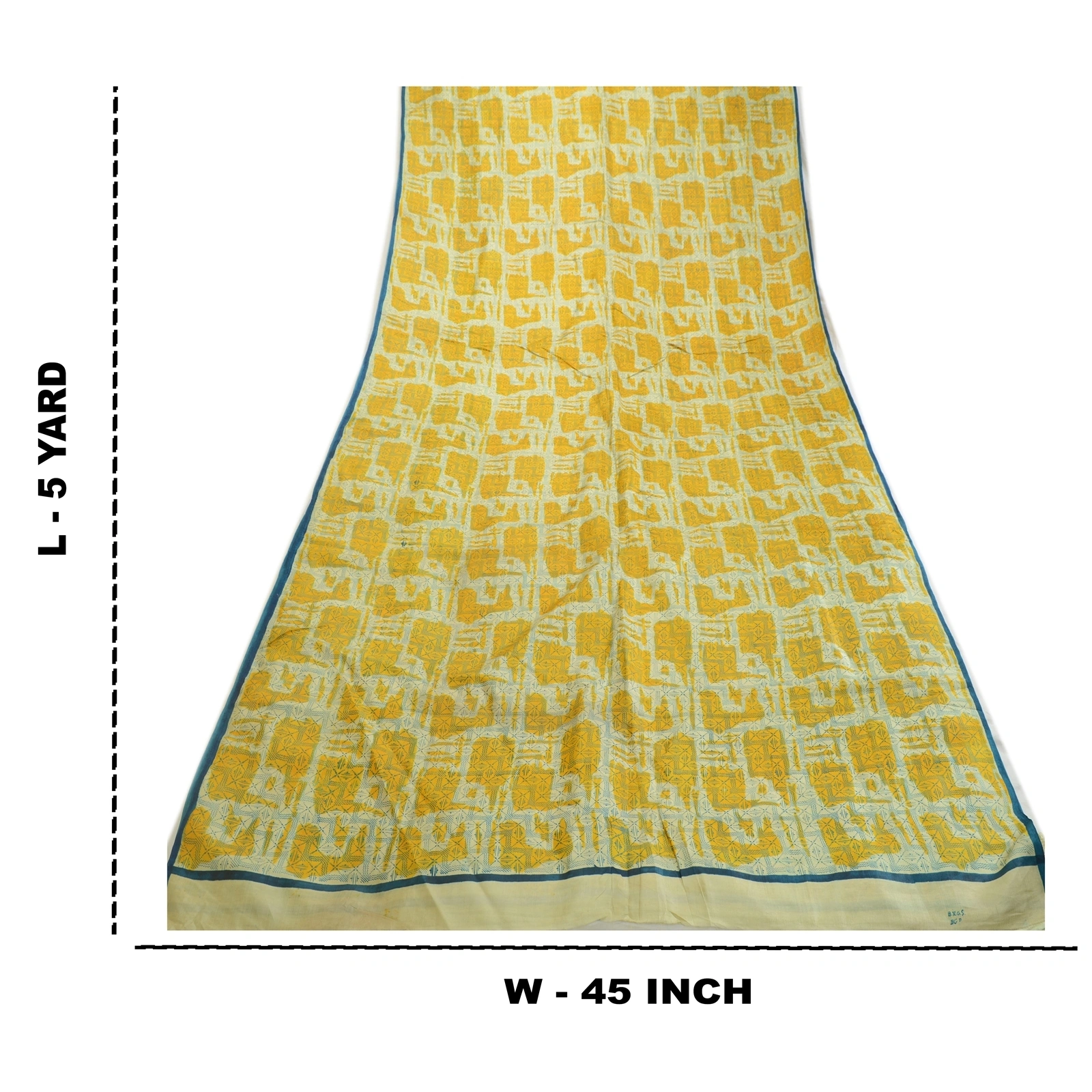 Sanskriti Vintage Sarees Indian Yellow Pure Silk Printed Sari Soft Craft Fabric, PR-63868-Yellow-Pure Silk-8