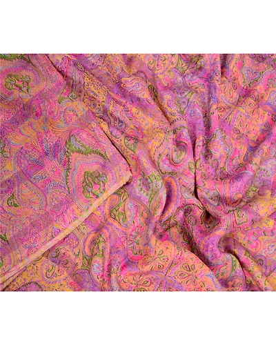 Sanskriti Vintage Sarees Purple Pure Silk Printed Woven Sari Floral Craft Fabric, PR-63886-Purple-Pure Silk-1