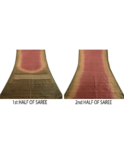 Sanskriti Vintage Sarees Coffee-Brown Pure Silk Printed Sari Floral Craft Fabric, PR-63887-Coffee-Brown-Pure Silk-4