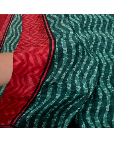 Sanskriti Vintage Sarees Blue 100% Pure Silk Printed Sari Floral Craft Fabric, PR-63890-Blue-Pure Silk-5