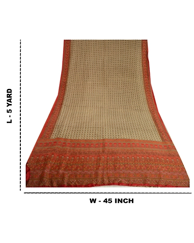 Sanskriti Vintage Sarees From India Green Printed Pure Silk Sari Craft Fabric, PR-63899-Green-Pure Silk-8