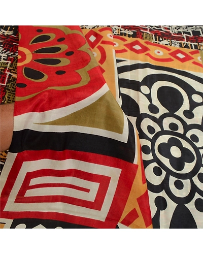 Sanskriti Vintage Sarees Multi Printed 100% Pure Silk Sari Floral Craft Fabric, PR-63911-Multi-Pure Silk-5