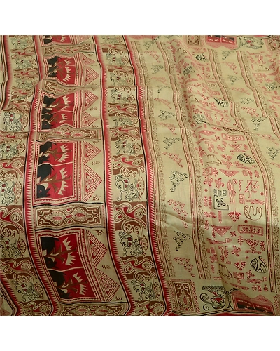 Sanskriti Vintage Sarees Pastel-Green Pure Silk Printed Sari Soft Craft Fabric, PR-63924-Pastel-Green-Pure Silk-3