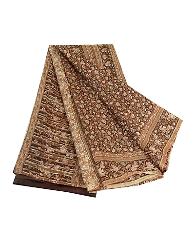 Sanskriti Vintage Sarees From India Brown Pure Silk Printed Sari Craft Fabric, PR-63949-Brown-Pure Silk-6