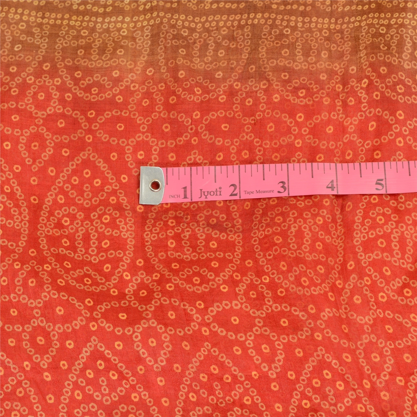 Sanskriti Vintage Sarees Red Bandhani Pure Silk Printed Sari Floral Craft Fabric, PR-63955-Red-Pure Silk-1