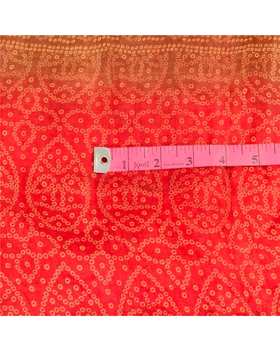 Sanskriti Vintage Sarees Red Bandhani Pure Silk Printed Sari Floral Craft Fabric, PR-63955-Red-Pure Silk-1