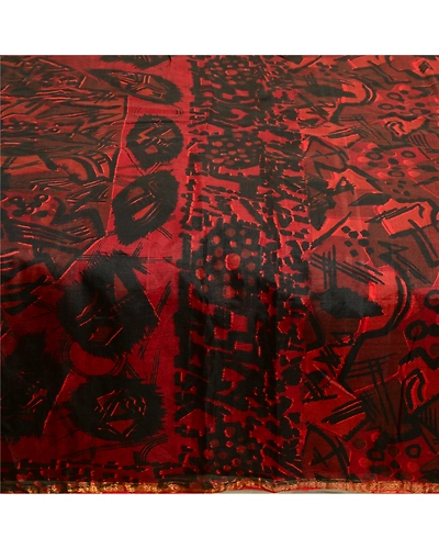 Sanskriti Vintage Sarees Black Zari Border Printed Pure Silk Sari Craft Fabric, PR-63970-Black-Pure Silk-3
