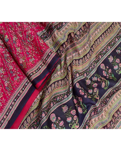 Sanskriti Vintage Sarees From India Pink Printed Pure Silk Sari 5Yd Craft Fabric, PR-63981-Pink-Pure Silk-2