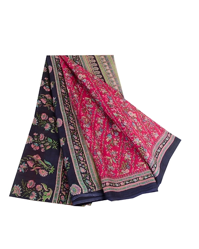 Sanskriti Vintage Sarees From India Pink Printed Pure Silk Sari 5Yd Craft Fabric, PR-63981-Pink-Pure Silk-6
