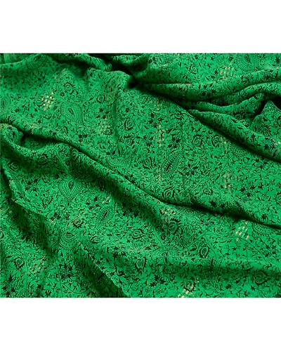 Sanskriti Vintage Sarees Green Pure Silk Printed Woven Sari Floral Craft Fabric, PR-63986-Green-Pure Silk-6