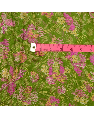 Sanskriti Vintage Sarees Green Indian Pure Silk Printed Sari Floral Craft Fabric, PR-63994-Green-Pure Silk-1